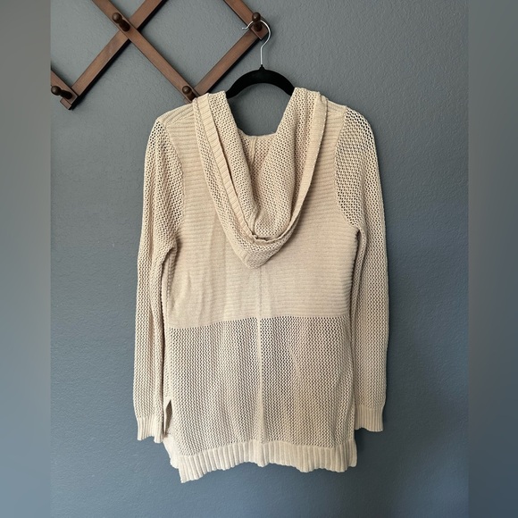 Marled Open Front Neutral Knit Cardigan With Hoodie Size Small Great Condition - Picture 3 of 3